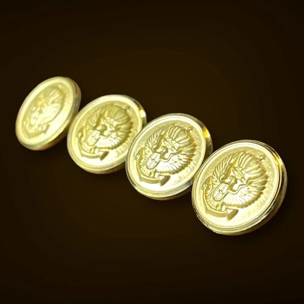 Vintage Military Gold Tone Eagle Crown Anchor Cufflinks French Cuff